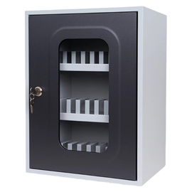 Cassetta portacellulare con anta trasparente - 30 posti - 30 x 23 x 40cm - grigio - metalplus