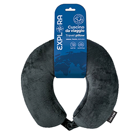 Cuscino da viaggio explora - 30 x 29 x 12 cm - memory foam - nero - lebez