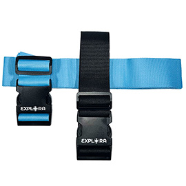 Cinghie per valigia explora - 190 x 5 cm - azzurro nero - lebez - set 2 pezzi