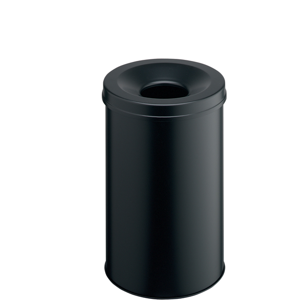 Cestino gettacarte safe - tondo - autoestinguente - nero - 30 l - durable