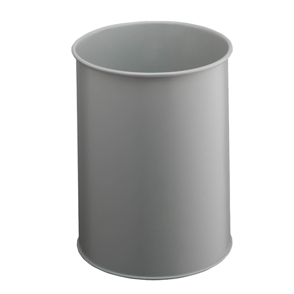 Cestino gettacarte - tondo - metallo - grigio - 15 l - durable
