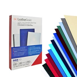 Copertine leathergrain - a4 - 250 gr - blu scuro - gbc - scatola 100 pezzi