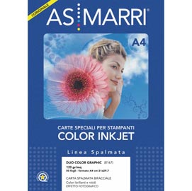 Carta inkjet - a4 - 120 gr - effetto opaco fronte/retro - bianco - as marri - conf. 50 fogli