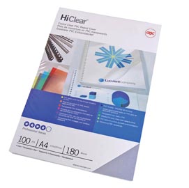 Copertine hi-clear - a4 - 200 micron - neutro trasparente - gbc - scatola 100 pezzi