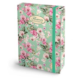 Cartella progetti nature flowers - 26x34cm - dorso 7cm - con elastico - pigna