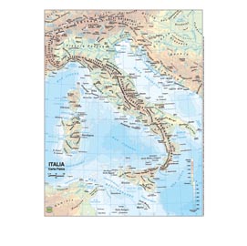 Carta geografica italia - scolastica - plastificata - 297x420 mm - belletti