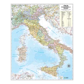 Carta geografica italia amministrativa e stradale - murale - 67x85 cm - belletti