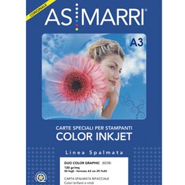 Carta inkjet - a3 - 120 gr - effetto opaco fronte/retro - bianco - as marri - conf. 50 fogli