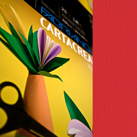 Cartoncino cartacrea - 35x50cm - 220gr - ciliegia - fabriano -  blister 10 fogli