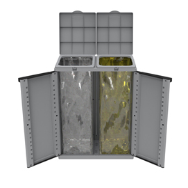 Contenitore ecocab 2 per raccolta differenziata - 68x39x88,7 cm - 2 portasacco da 110 l ciascuno - grigio/nero - terry