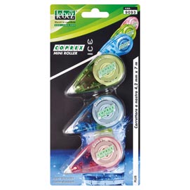Correttore a nastro mini roller  - 4,2mm x 7mt - versione ice - lebez - conf. 3 pezzi