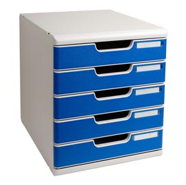 Cassettiera modulo a4 -  35x28,8x32 cm - 5 cassetti - grigio/blu - multiform