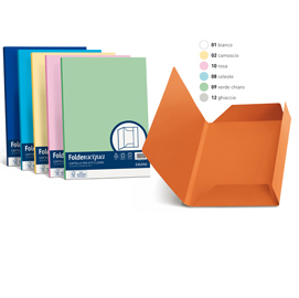 Cartelline 3 lembi acqua - 200 gr - 24,5x34,5 cm - ghiaccio - favini - conf. 25 pezzi