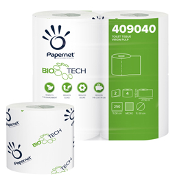 Carta igienica standard bio tech - 2 veli - 250 strappi - 15,5 gr - 9,5 cm  x 27,5 mt - papernet - pacco 4 rotoli