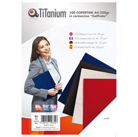 Copertine rilegatura - a4 - 250 gr - cartoncino goffrato - nero - titanium - scatola 100 pezzi