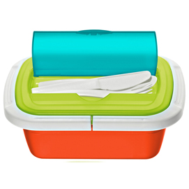 Contenitore snack box - 21x15x7,5 cm -take away - ppl - blu trasparente - rotho