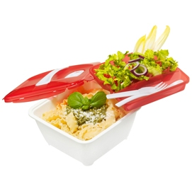 Contenitore micro complete - linea microwave - 19,3x19,3x10,9 cm - 1,7 l - bianco/rosso - rotho