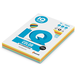 Carta iq color - a4 - 80 gr - mix 5 colori forti rb02 - mondi - conf. 250 fogli