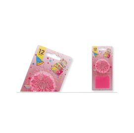 Candeline compleanno con supporto - rosa - pegaso - blister 12 candeline