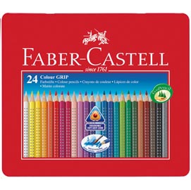 Colour grip astuccio in metallo - acquerellabili - faber castell - scatola 24 matite