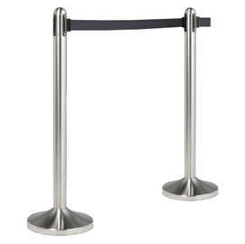 Colonnina segnapercorso cromata - altezza 100 cm - nastro retrattile nero da 210 cm - securit