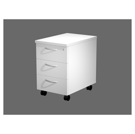 Cassettiera minerva - 39,4x60x60 cm - 3 cassetti - con ruote - bianco - artexport