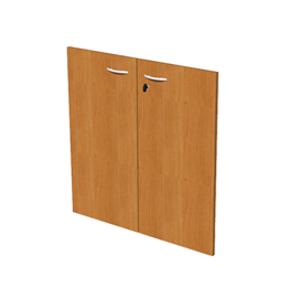 Coppia ante per libreria modulare - bassa - 76 cm - melaminico - con serratura - noce chiaro - artexport