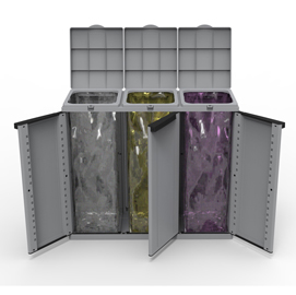 Contenitore ecocab 3 per raccolta differenziata - 102x39x88,7 cm - 3 portasacco da 110 l ciascuno - terry
