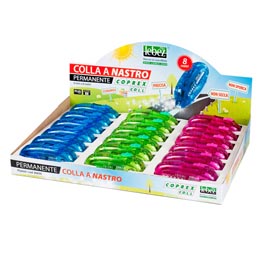 Colla a nastro coprex - 8 mt - lebez - display 18 pezzi