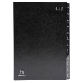 Classificatore numerico 1/12 ordonator - 25x33 cm - nero - exacompta