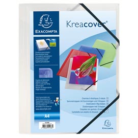 Cartella personalizzabile kreacover® - con elastico - pp - 24x32 cm - bianco trasparente - exacompta