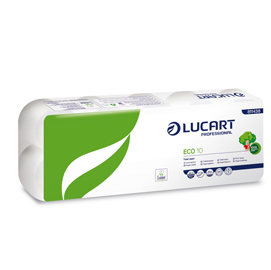 Carta igienica eco - 200 strappi -  2 veli - 16,5 gr - diametro 11 cm - 9,8 cm x 24 mt - lucart - pacco 10 rotoli
