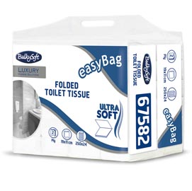 Carta igienica interfogliata easybag - 15,5 gr - strappo 11x19 cm - bulkysoft - pacco da 250 strappi