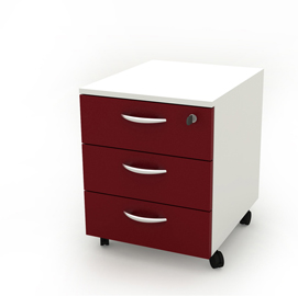 Cassettiera rainbow - 41x50x52,2 cm - 3 cassetti - con ruote - bianco/prugna - artexport