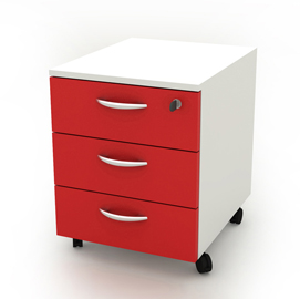 Cassettiera rainbow - 41x50x52,2 cm - 3 cassetti - con ruote - bianco/rosso - artexport