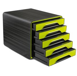 Cassettiera smoove - 36x28,8x27 cm - 5 cassetti standard - nero/verde anice - cep