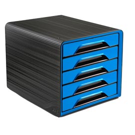 Cassettiera smoove -  36x28,8x27 cm - 5 cassetti standard - nero/blu oceano - cep
