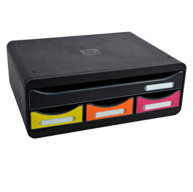 Cassettiera toolbox - 27x35,5x13,5 cm - 4 cassetti - nero/arlecchino - exacompta