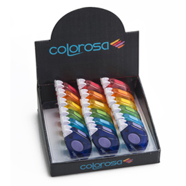 Colle a nastro colorosa - 6mmx8mt - colori assortiti - riplast - espositore 18 colle