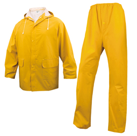 Completo impermeabile en304 - giacca + pantalone - poliestere/pvc - taglia m - giallo - deltaplus
