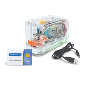 Cucitrice elettrica 626el - trasparente - usb - max 15 fg - rapesco