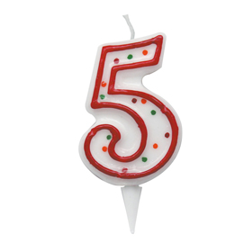 Candelina zuccherino - numero 5 - h.8.5cm - big  party
