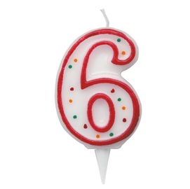 Candelina zuccherino - numero 6 - h.8.5cm - big  party