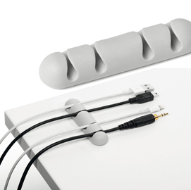 Clip cavoline® fermacavi - adesiva - per 4 cavi - grigio - durable - conf. 2 pezzi