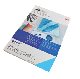 Copertine colorclear™ per rilegatura - a4 - 180 micron - pvc - blu - gbc - conf. 100 pezzi