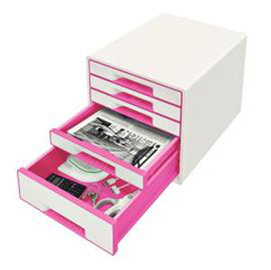 Cassettiera drawer cabinet cube 5 bianco/fucsia leitz