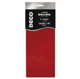 Carta velina - 20gr - 50x76cm - rosso - 5 fogli - cwr