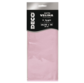Carta velina - 20gr - 50x76cm - rosa - 5 fogli - cwr