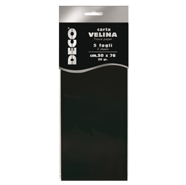 Carta velina - 20gr - 50x76cm - nero - 5 fogli - cwr