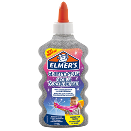 Colla glitterata liquida slime - argento - flacone 177 ml - elmer's newell